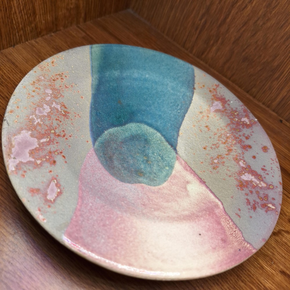 Vtg Art Tony Evans RAKU Studio Pottery 7.5" Plate/Bowl Signed and Numbered #283